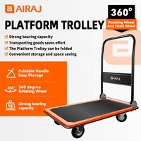 Chariot pliant Airaj avec roues pivotantes à 360°, plateforme métallique pour la logistique, le chargement et le déménagement