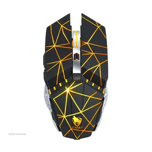 Q15 6 Buttons 1600 DPI Wireless Rechargeable Mute Office Gaming Mouse with 7 Color Breathing Light