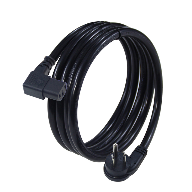 KC 45 Degree Power Plug NEMA 5-15P US Standard to Left Angle IEC C13 1.5m PVC Cable IP20 Rated 10A for Home Appliance