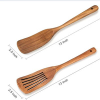 Ensemble spatule et cuillère en bois d'acacia 2 pièces, résistant à la chaleur, écologique, durable, sans danger pour les aliments, antiadhésif, noir, manche long