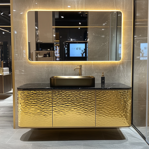 <span class=keywords><strong>Mobile</strong></span> da Bagno <span class=keywords><strong>Angolare</strong></span> di Lusso Personalizzato Oro con <span class=keywords><strong>Lavabo</strong></span> Stile Royal e Minimalista - Product Image 3