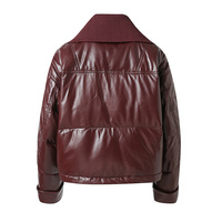 Manteau en cuir pour femmes Jancoco personnalisé chaud hiver doudoune d'oie bourgogne veste