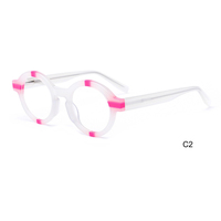 Vente en gros de nouvelles branches de lunettes brillantes rondes en acétate optique à la mode en combinaisons bicolores avec logo personnalisé