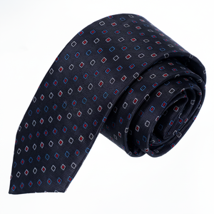 Corbata Exve Exclusiva Gris con Cuadrados Rojos y Azules Hecha a Mano en Turquía - Product Image 2
