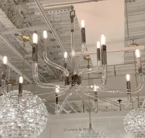 Lámpara colgante de brazos de vidrio de estilo americano Decoración vintage Iluminación de techo FoyerChandelier de latón