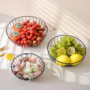 Plateau à fruits rond en fer forgé laqué de style nordique, panier de rangement portable pour bonbons, plateau à collations de luxe - Product Image 2