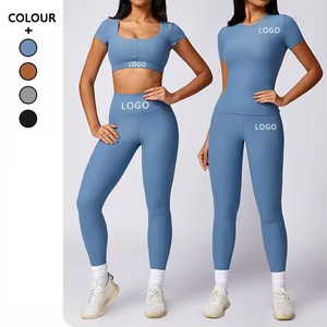 Set Yoga Personalizzato, Leggings Aderenti a Manica Corta per Corsa e Fitness, Assorbenti agli Urti e ad Asciugatura Rapida - Product Image 1