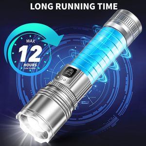 Nouvelle lampe de poche LED pour le camping avec batterie rechargeable, étanche IP44, 600 lumens, mise au point réglable, indicateur de charge - Product Image 3