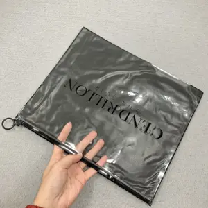 Sac en plastique PVC transparent avec logo imprimé personnalisé à fermeture éclair avec curseur fermeture éclair emballage de t-shirt sacs à fermeture éclair pour vêtements