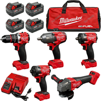 Prix réduit - Outils de réparation sans fil Milwaukee Fuel pour travaux extérieurs - 5 outils avec 4 batteries 5Ah - Kit d'outils portable 10-en-1