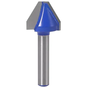 Cacbua Đầu Phẳng Bộ Định Tuyến Chế Biến Gỗ Góc Phải 60 Độ 1/4 Shank V Groove Bits Cho Mộc Dụng Cụ Trang Trí Nội Thất Gỗ