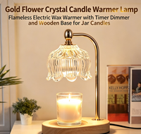 Lampe chauffe-bougie électrique dorée avec minuterie et variateur d'intensité, cadeau pour femme, pour faire fondre la cire