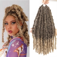 Extensions de cheveux synthétiques pré-bouclées effet vieilli, style Butterfly Locs, Faux Locs, tresses au crochet pour femmes noires, longues, ombrées