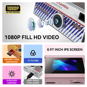 レトロミニキーホルダー親指カメラ 1080P HD レコーダー内蔵フラッシュオートフォーカスポータブルキッズカメラクリスマス誕生日ギフト用 - Product Image 4