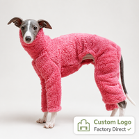 Pyjama pour animaux de compagnie à quatre pattes en polaire double face chaud à col roulé pour les races de lévriers sans poils, extensible et doux