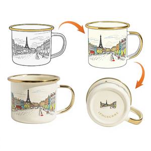 Taza de Café de Acero Inoxidable de Alta Calidad con Logotipo Personalizado, a Prueba de Fugas, Reutilizable, Esmaltada, para Acampar y Uso al Aire Libre - Product Image 1