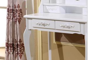 <span class=keywords><strong>Commode</strong></span> de style européen en <span class=keywords><strong>bois</strong></span> blanc, meuble avec 3 miroirs, Table de toilette pour chambre à coucher - Product Image 6