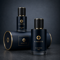 Flacon de parfum cylindrique noir mat vide 30ml 50ml 100ml avec bouchon effet bois et logo personnalisé
