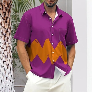 Men's ODM Custom Logo Breathable Stand Collar Food Cars <b>Print</b> Hawaiian Short Sleeve Casual Tropical <b>Funky</b> Button Down Shirt - Product Image 4