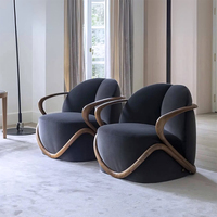 Fauteuil simple capitonné en velours et bois de frêne, super confortable, pour chambre, restaurant, appartement, salon