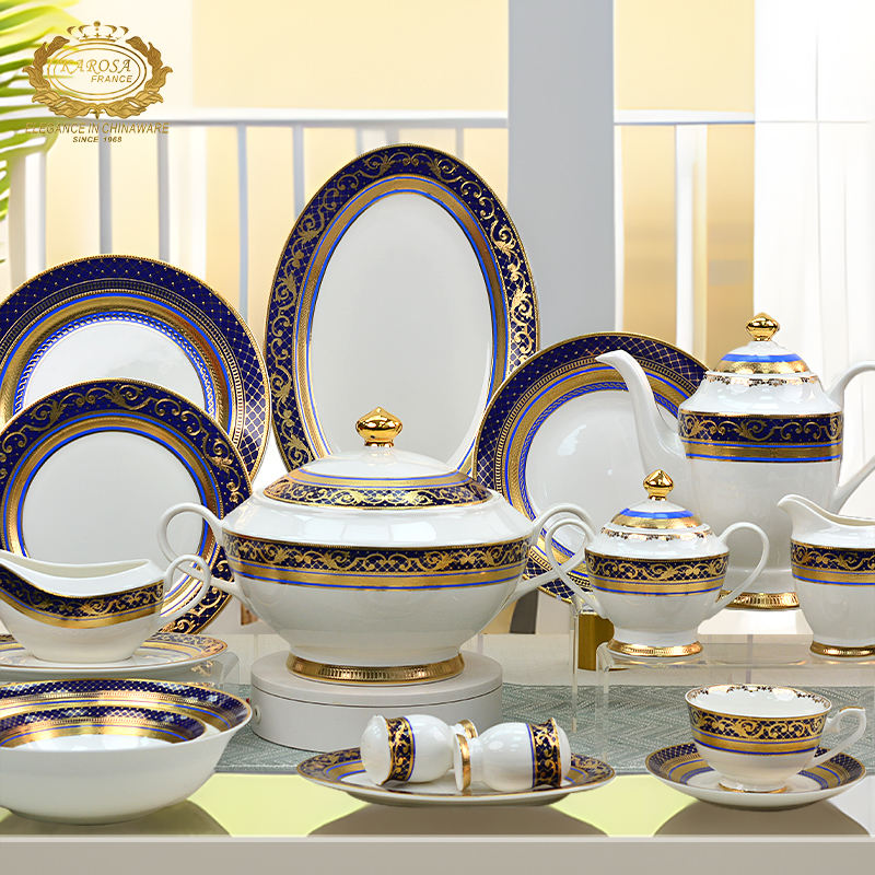 Bone China Pigeon Royal Dinner Set 16pc Porcelaine Royale White