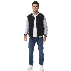 Veste universitaire de style baseball personnalisée en gros, unisexe, haute rue, manches en toile, devant OEM, veste d'hiver - Product Image 1
