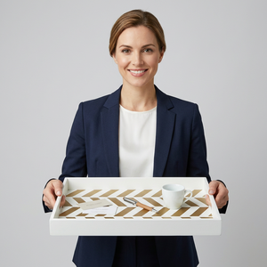 Handmade Collection <b>Art</b> <b>Deco</b> Handmade Eco-friendly Resin Inlay Rectangle Abstract Serving Tray Premium Quality Classic Crafts - Product Image 1