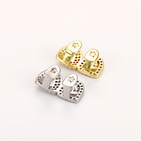 Grillz anti-ternissement plaqué or 18 carats, double denture 3D Rose Iced à double griffes, micro-pavé CZ, bijoux hip-hop pour rappeurs, vente en gros