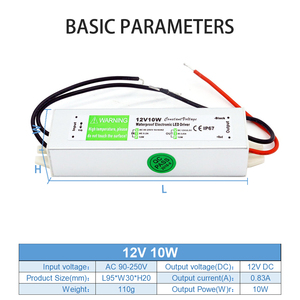 <strong>LED</strong> <strong>Strip</strong> Switch <strong>Power</strong> Supply 90-250V AC to DC 12V 0.83A Max 10W Electronic Driver Transformer Converter <strong>Adapter</strong> IP67 Waterproof - Product Image 2