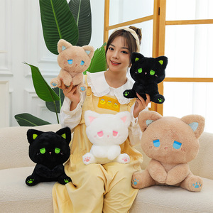 Güzel pembe gerçekçi kedi kravat yay ile peluş oyuncak moda özel sevimli çocuklar gülümseme dolması hayvan yumuşak peluş oyuncak peluş oyuncak kedi - Product Image 4