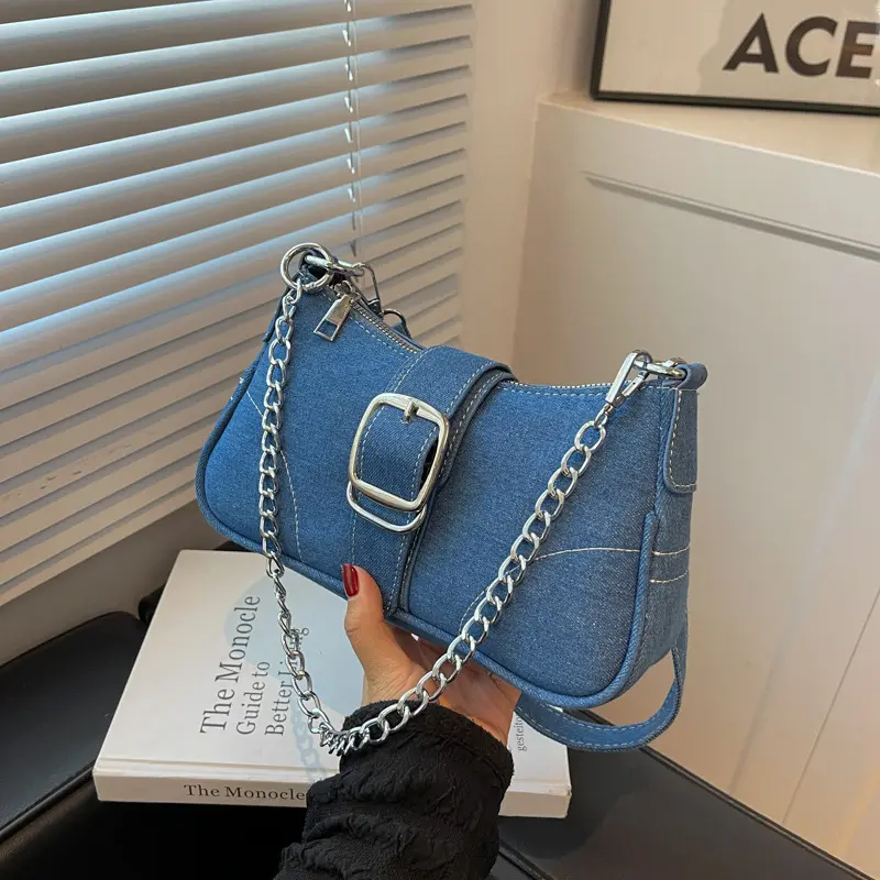 Preiswerte individuelle Denim-Handtaschen für Damen Luxus mit Logo Großhandel-Handtaschen Made in China Damenhandtasche