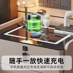 Comodino Pieghevole di Lusso in Legno, Arredamento Moderno per Camera da Letto con Porta USB Smart, Caricatore Wireless e <span class=keywords><strong>Lampada</strong></span> - Product Image 6