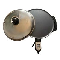 Machine à Injera Électrique Numérique 16 pouces avec Couvercle en Acier Inoxydable et Plaque Antiadhésive pour Pain de Teff Éthiopien, Roti, Tortilla, Crêpe