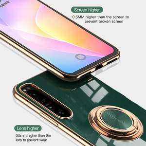 Funda de TPU galvanizada 6D para teléfono <span class=keywords><strong>Sony</strong></span> Xperia 10 iii/1 iii Xperia/5 iii, Color caramelo, con anillo de soporte - Product Image 4