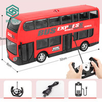 La batterie HS TOY comprend 10 KM/H, 27Mhz, télécommande à 4 canaux, lumière Led à Double étage, modèle de Bus RC à vendre