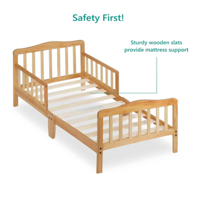 Lit simple en bois massif design moderne pour les tout-petits Mobilier de chambre d'enfant classique en bois naturel pour la maison - Product Image 3