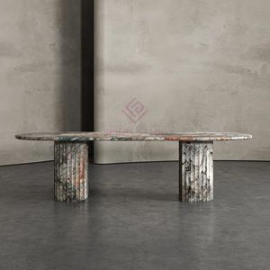 Роскошный дизайн, мебель из натурального камня, высококачественный обеденный стол из мрамора Calacatta с рифленым базовым верхом - Product Image 6