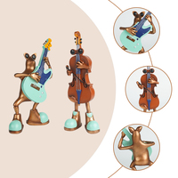 Statue de grenouille violoniste en résine peinte à la main, réaliste, directement de l'usine - Décoration de maison à thème musical animalier de dessin animé pour les fêtes