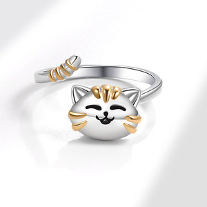 Anillo giratorio de gato adorable y moderno, anillo abierto antiestrés con diseño de gato, joyería de moda al por mayor - Product Image 3