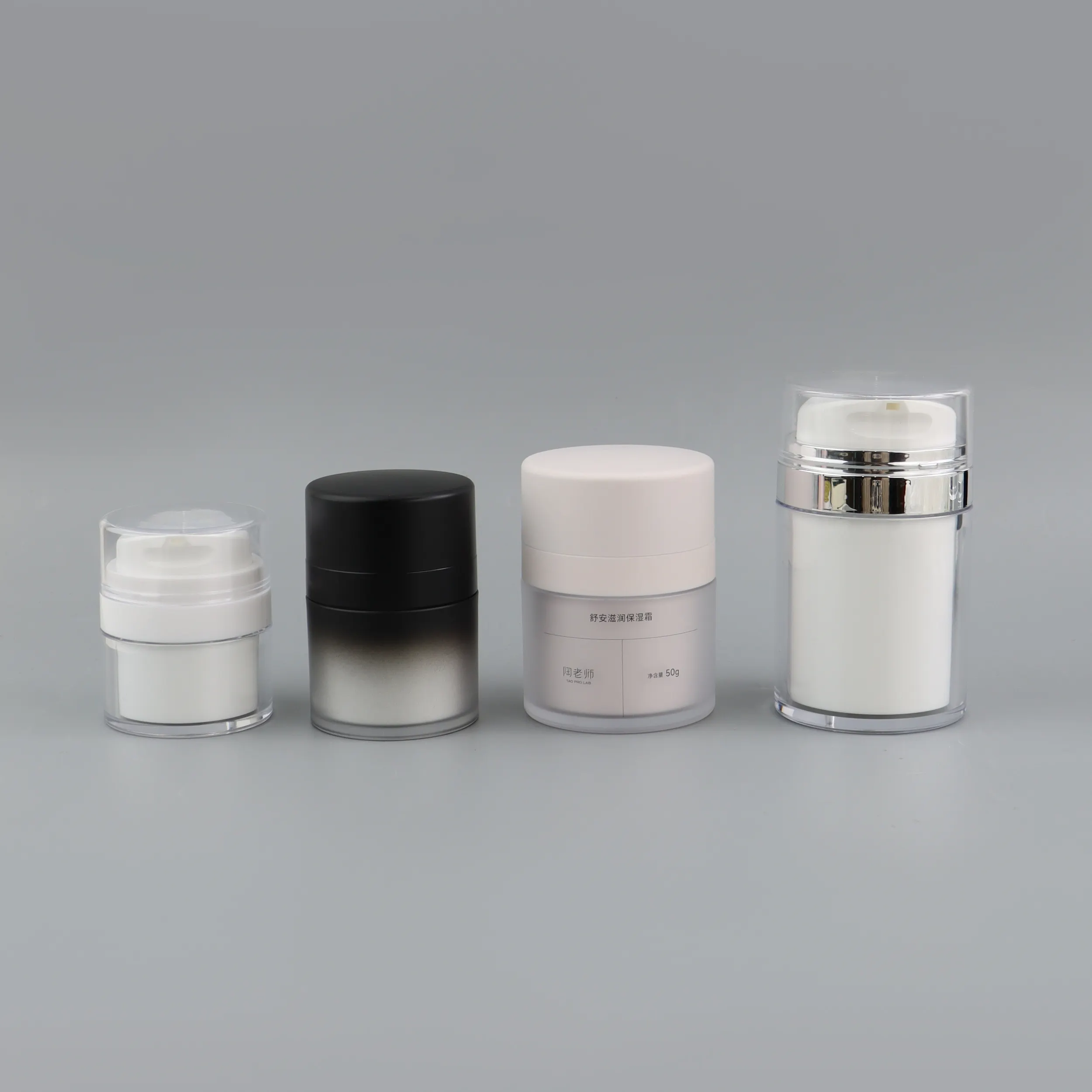 Luxuriöse runde kundendefinierte PS-Acryl-Glas für die luftlose Hautcreme-Pumpverpackung 15 g 30 g 50 g 100 g luftlose Pumpflaschen