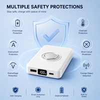 Batterie externe magnétique ultra-fine 10000 mAh, format carte de crédit, chargeur portable avec porte-clés et support pliable