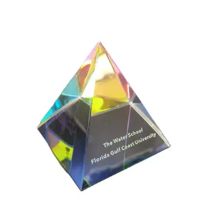 Kaca Kristal Akrilik 3D Piramida Mesir, Bening, Penuh Warna, Berkilau, Penindih Kertas, DC003