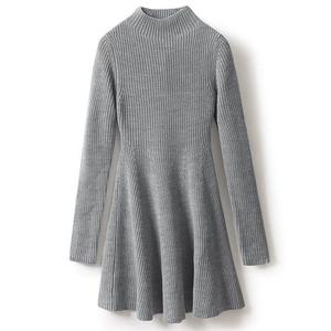 Oem gonna svasata a collo alto 100% lana autunno inverno Computer <span class=keywords><strong>in</strong></span> <span class=keywords><strong>maglia</strong></span> Preppy stile ufficio donna <span class=keywords><strong>abito</strong></span> Midi per donna ragazza - Product Image 4