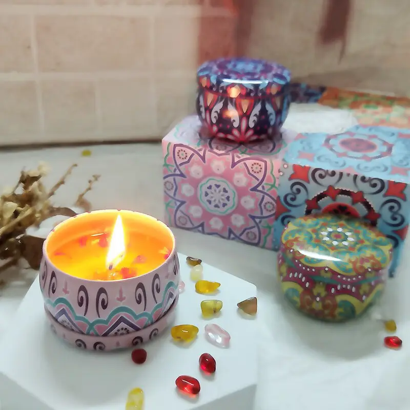 Velas de Jinmai Cajas de lujo para velas perfumadas Flor seca Velas perfumadas pequeñas