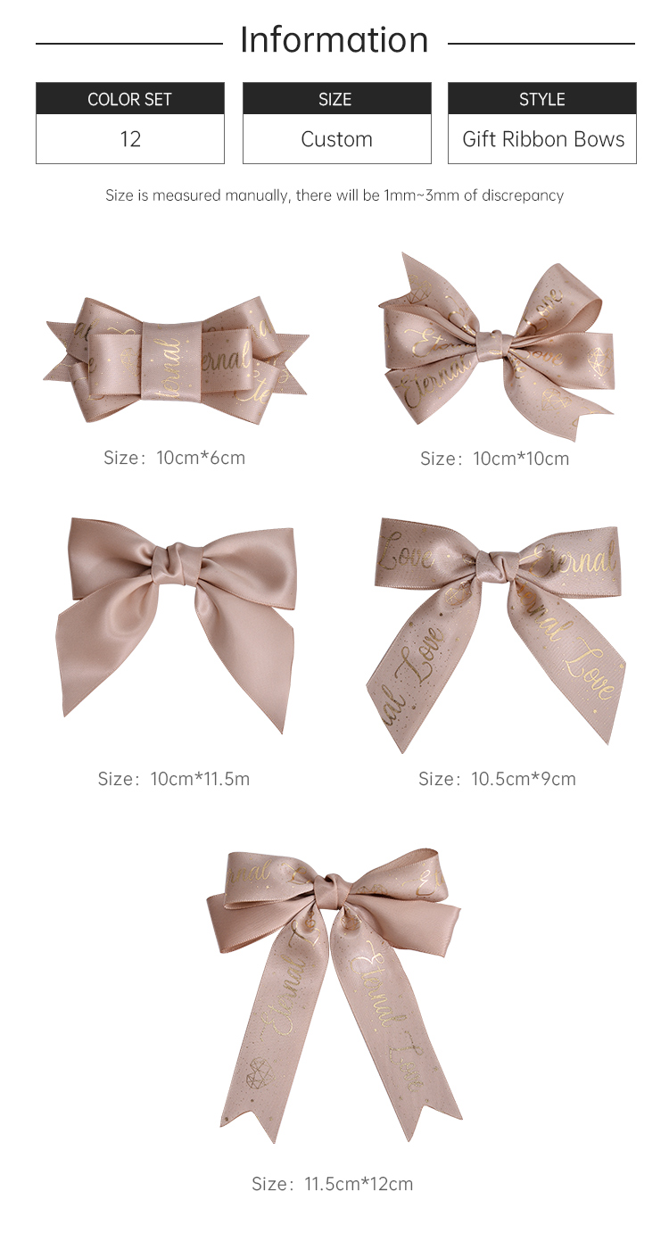 Yama Factory Custom Pre Made Stretch Self Adhesive Ribbon Bow Gift For Christmas And Bottle