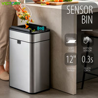 Poubelle Intelligente de Luxe en Acier Inoxydable, Poubelle Automatique avec Capteur, Poubelle Intelligente pour Cuisine Décorative