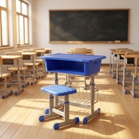 Ensemble de bureau et chaise pour étudiants, idéal pour les salles de classe du primaire et du collège, bureau et chaise ergonomiques en métal