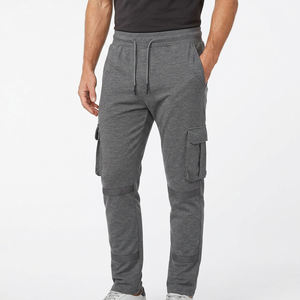 Men's Gray Cargo Sweatpants Elastic Waist Drawstring Multiple Pockets Casual Style Waterproof Breathable Lightweight Knitted - Product Image 4