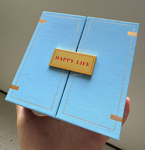 Scatola Regalo Portatile Impermeabile a Doppia Porta con Stampa in Oro 'La Felicità Viene Sempre in Coppia' per Collana e Anello, Ideale per San Valentino - Product Image 4