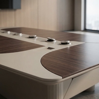 Ensemble de table de conférence moderne de luxe pour 20 personnes, plateau en bois, chaises en cuir, salle de réunion, hôpital, bureau commercial, école